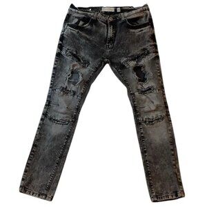 Evolution In Design Denim Distressed Tapered Leg Jeans Black Mens 34x29 Actual
